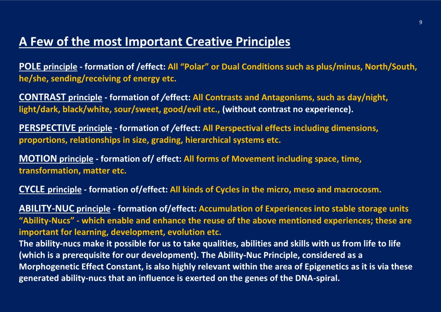 Cosmic Creative Principles The X-Structure NCP X-AIONS